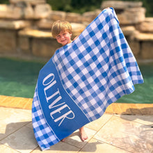 Load image into Gallery viewer, Gingham Name Beach Towel