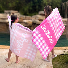 Load image into Gallery viewer, Gingham Name Beach Towel