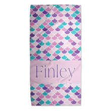 Load image into Gallery viewer, Mermaid Name Beach Towel