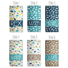 Load image into Gallery viewer, Dino Name Beach Towel