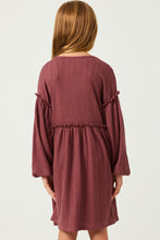 Load image into Gallery viewer, Brick Ruffle Dress with Puff Sleeves
