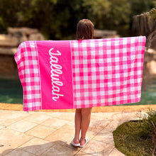 Load image into Gallery viewer, Gingham Name Beach Towel
