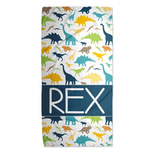 Load image into Gallery viewer, Dino Name Beach Towel
