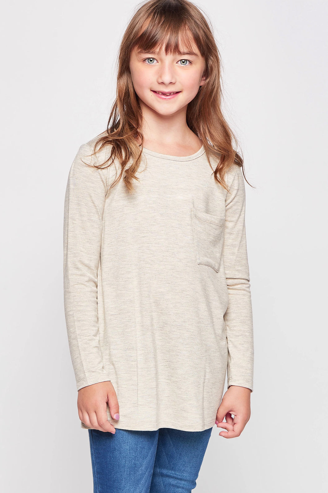 Solid Long Sleeve Pocket Tee {oatmeal}