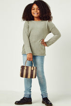 Load image into Gallery viewer, Olive Stripe Brushed Top

