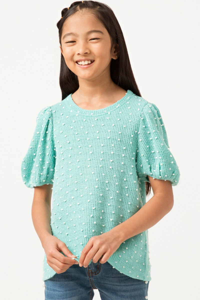 Aqua Dot Sweater Top