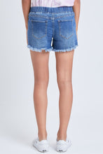 Load image into Gallery viewer, Fray Hem Jogger Shorts (medium wash)
