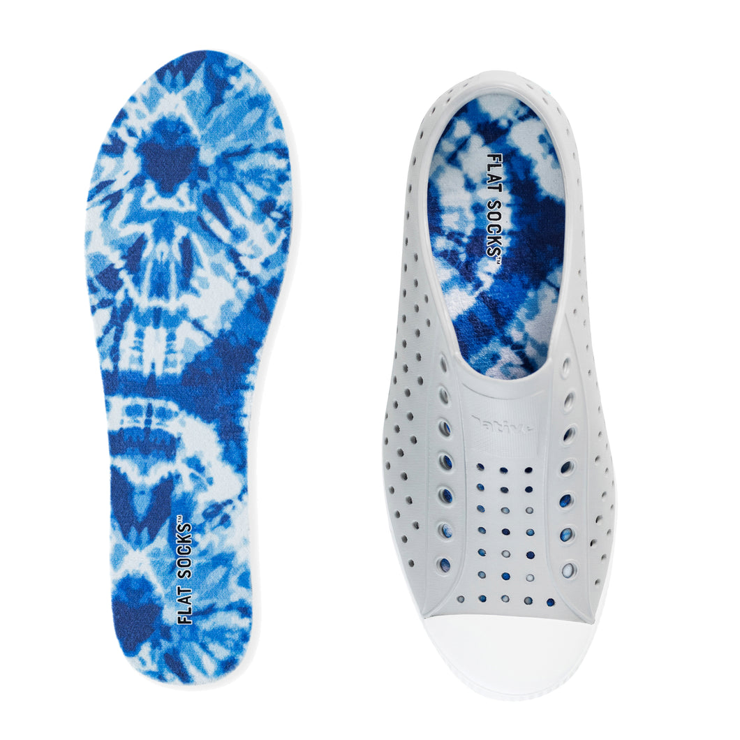 Flat Socks {blue tie-dye}