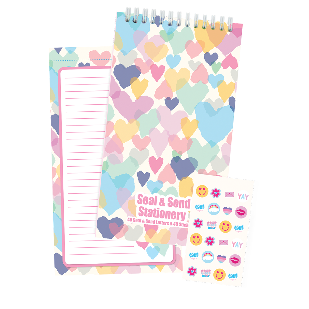 Pastel Hearts Seal & Send Stationery