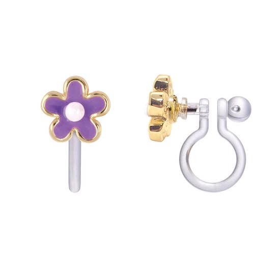 Clip-On Earrings {Purple Flower}