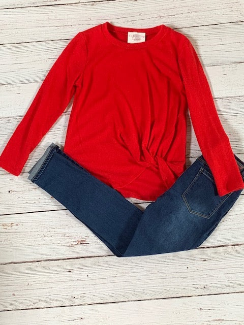 Side-Knot Sweater {red}
