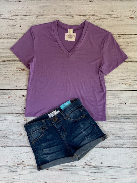 Solid V-Neck Tee {lavender}