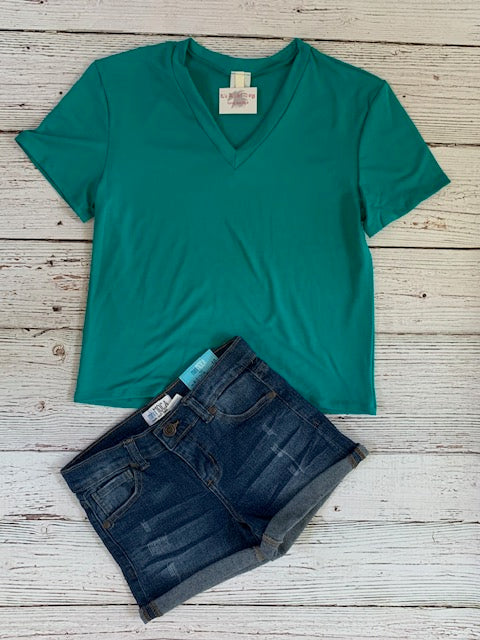 Solid V-Neck Tee {jade}