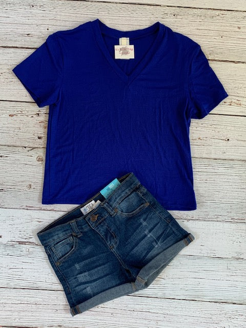 Solid V-Neck Tee {royal}