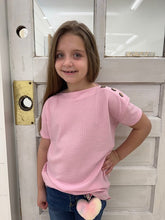 Load image into Gallery viewer, Button Waffle Top ~ Pink
