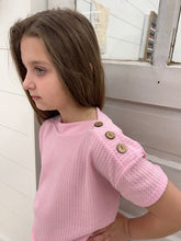 Load image into Gallery viewer, Button Waffle Top ~ Pink
