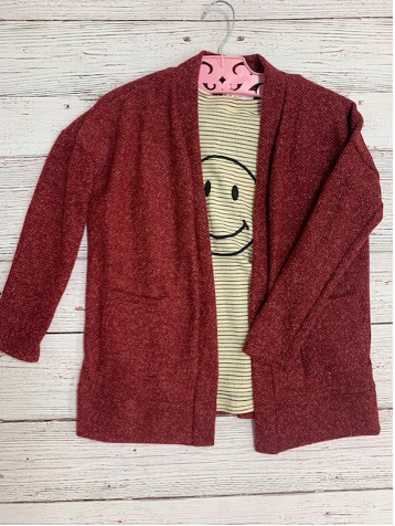 Solid Sweater Cardigan {wine}