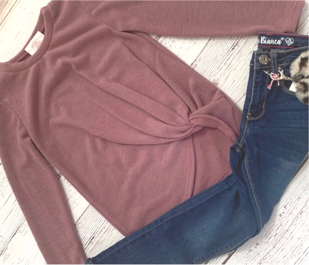 Side Knot Sweater {mauve}