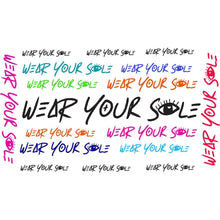 Load image into Gallery viewer, WYS Small Shoe Tattoo {black &amp; white words}
